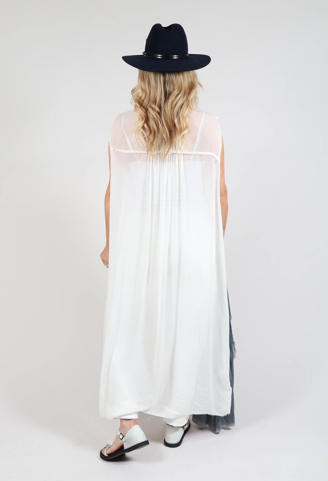 Sleeveless Washed Silk Shirt Dress in Off White