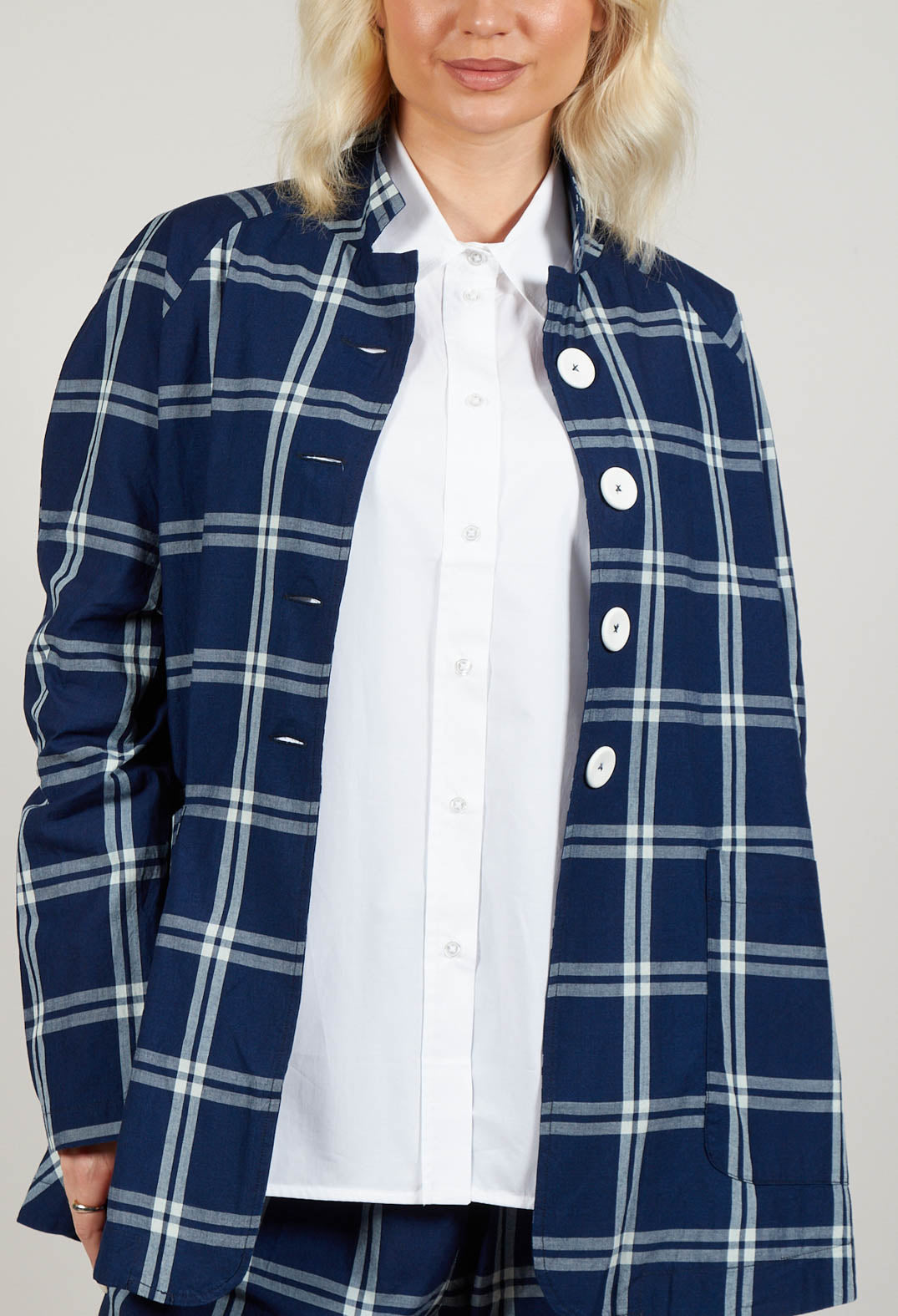 Mandarin Collar Jacket in Indigo