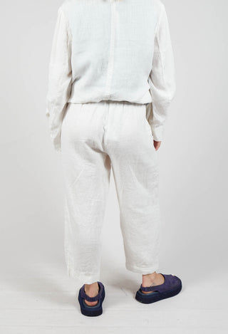 Wide Leg Turn Up Trousers in Off-White