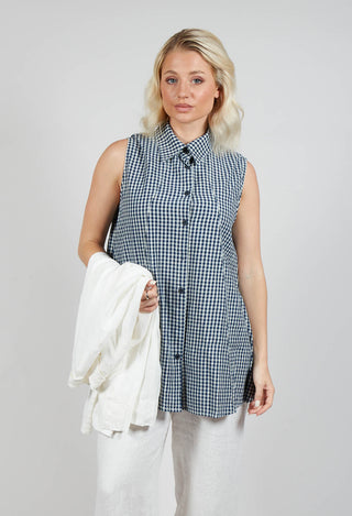 Sleeveless Shirt in Checker Blue