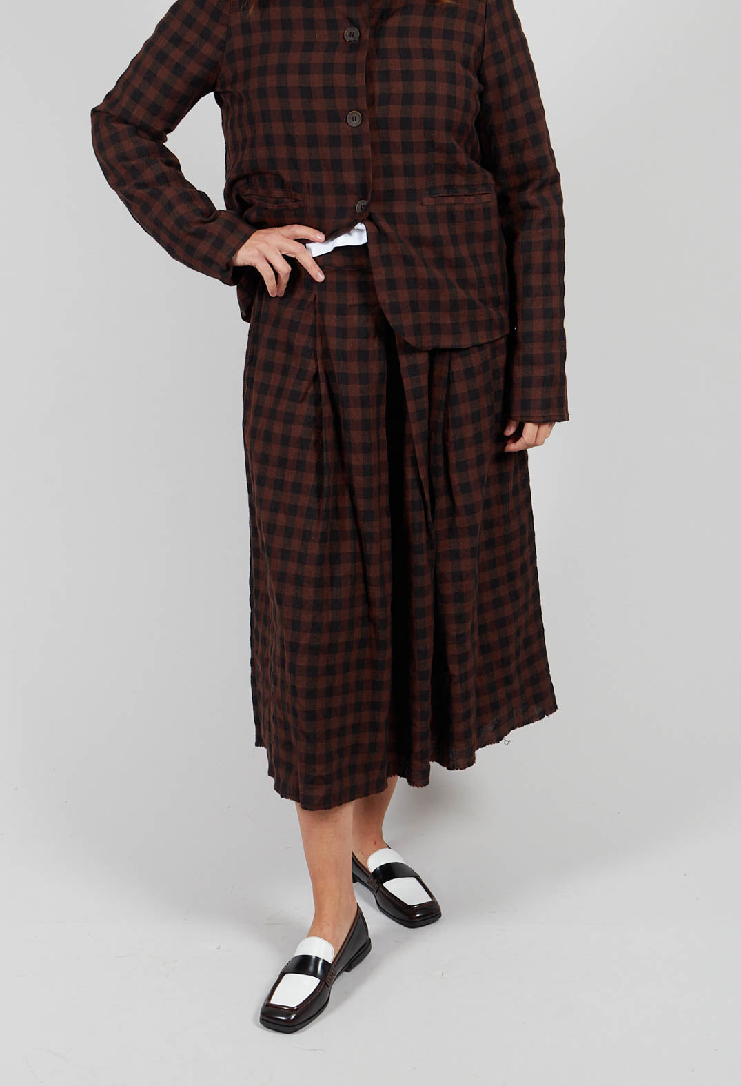 Mid Length Skirt in Ebano Check