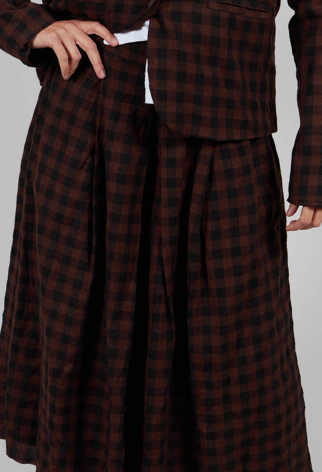 Mid Length Skirt in Ebano Check