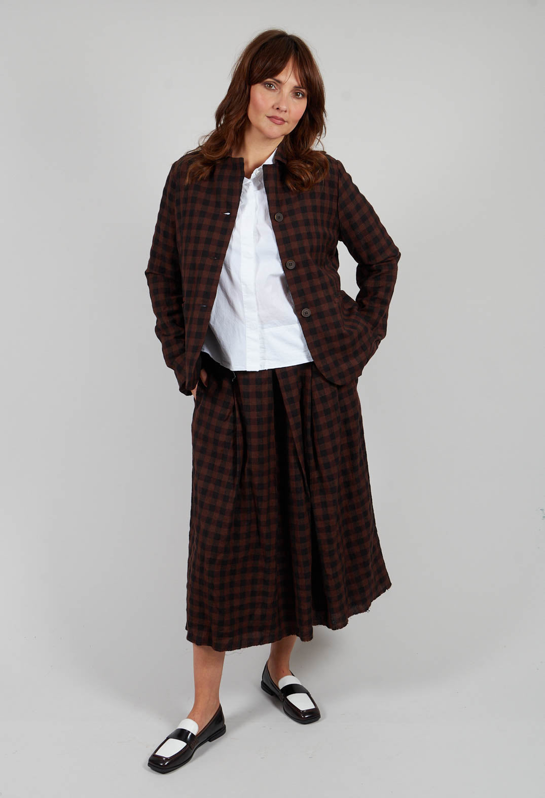 Mid Length Skirt in Ebano Check