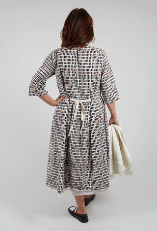 Dominga Print Dress in Brown Sticks