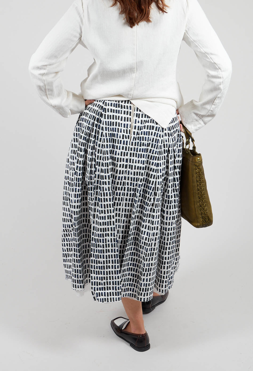 Skirt Print Jnes in Navy Sticks