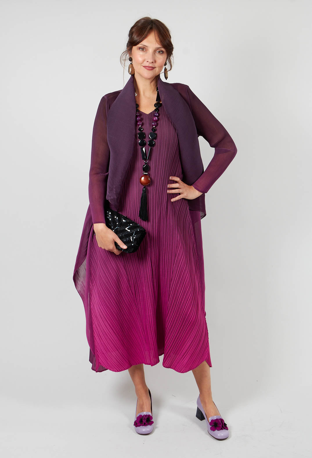 Collare Coat in Mulberry Ombre