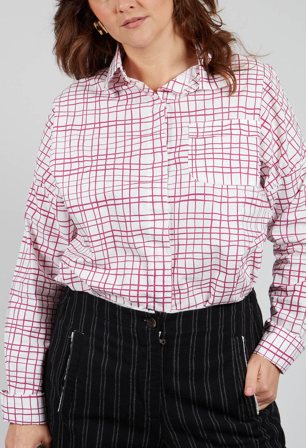 Shirt Print Clarissa in Fucshia Checks