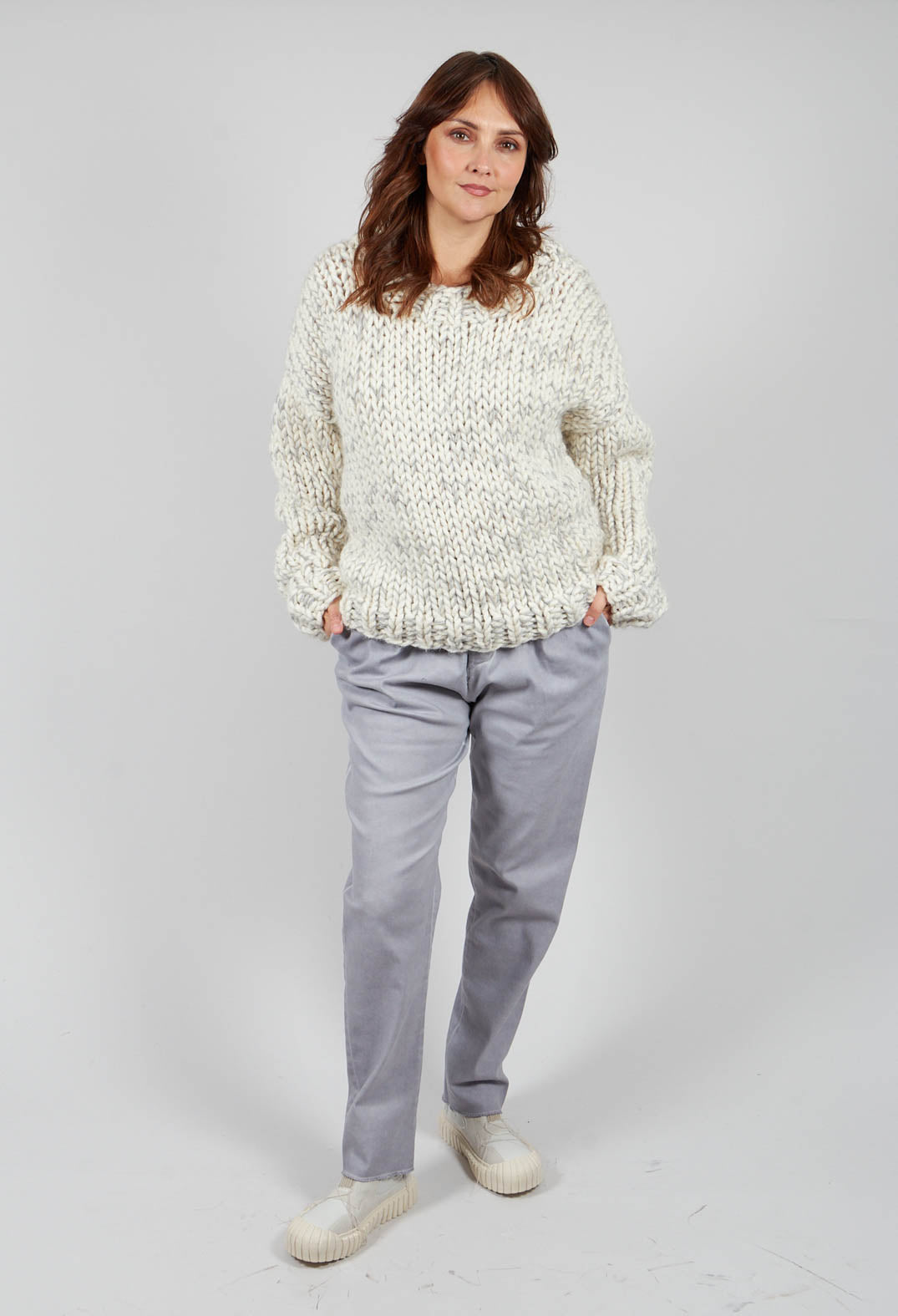 Cream and Grey Chunky Knit Jumper