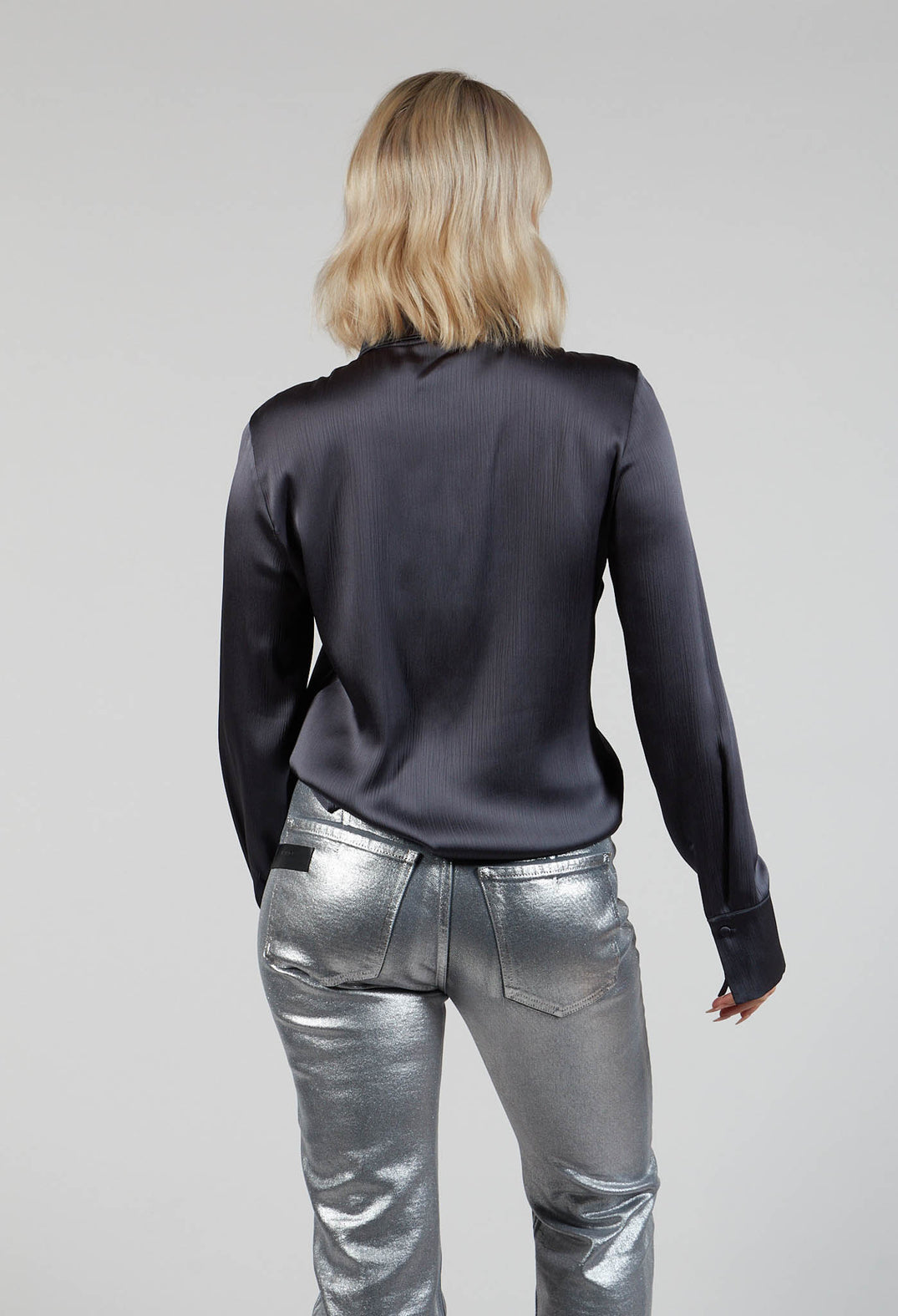 Romantic Long Sleeved Shirt in Metallic Grey