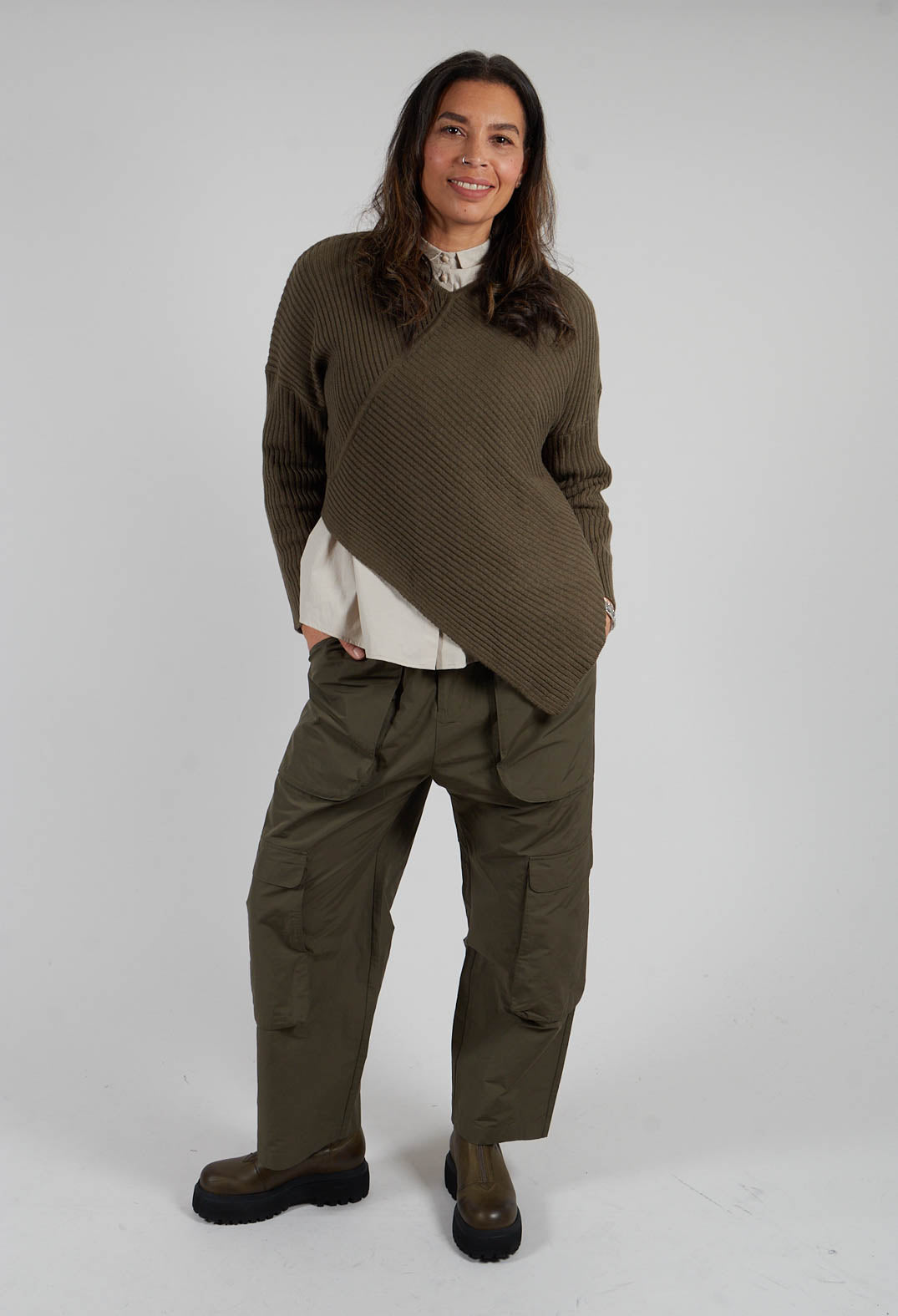 Rib Knit Jumper in Khaki