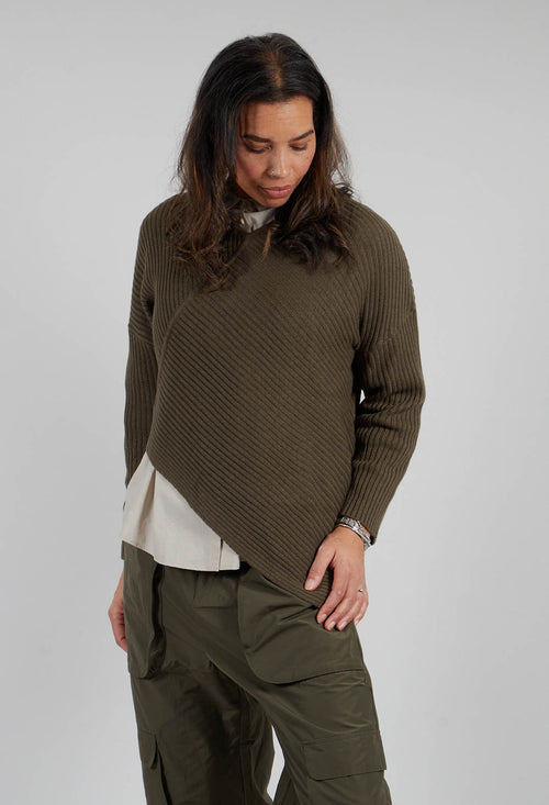 Rib Knit Jumper in Khaki