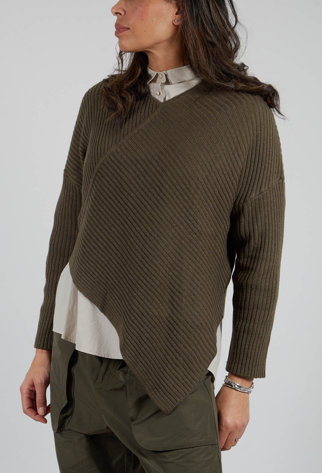 Rib Knit Jumper in Khaki