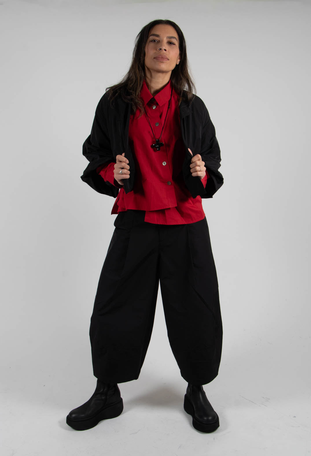 Fukkura Poplin Pants in Black