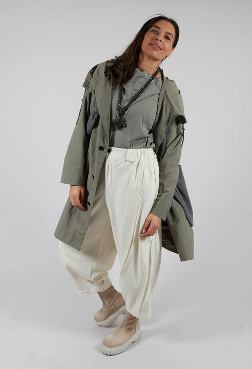 Hooded Utility Coat with Pockets in Light Khaki