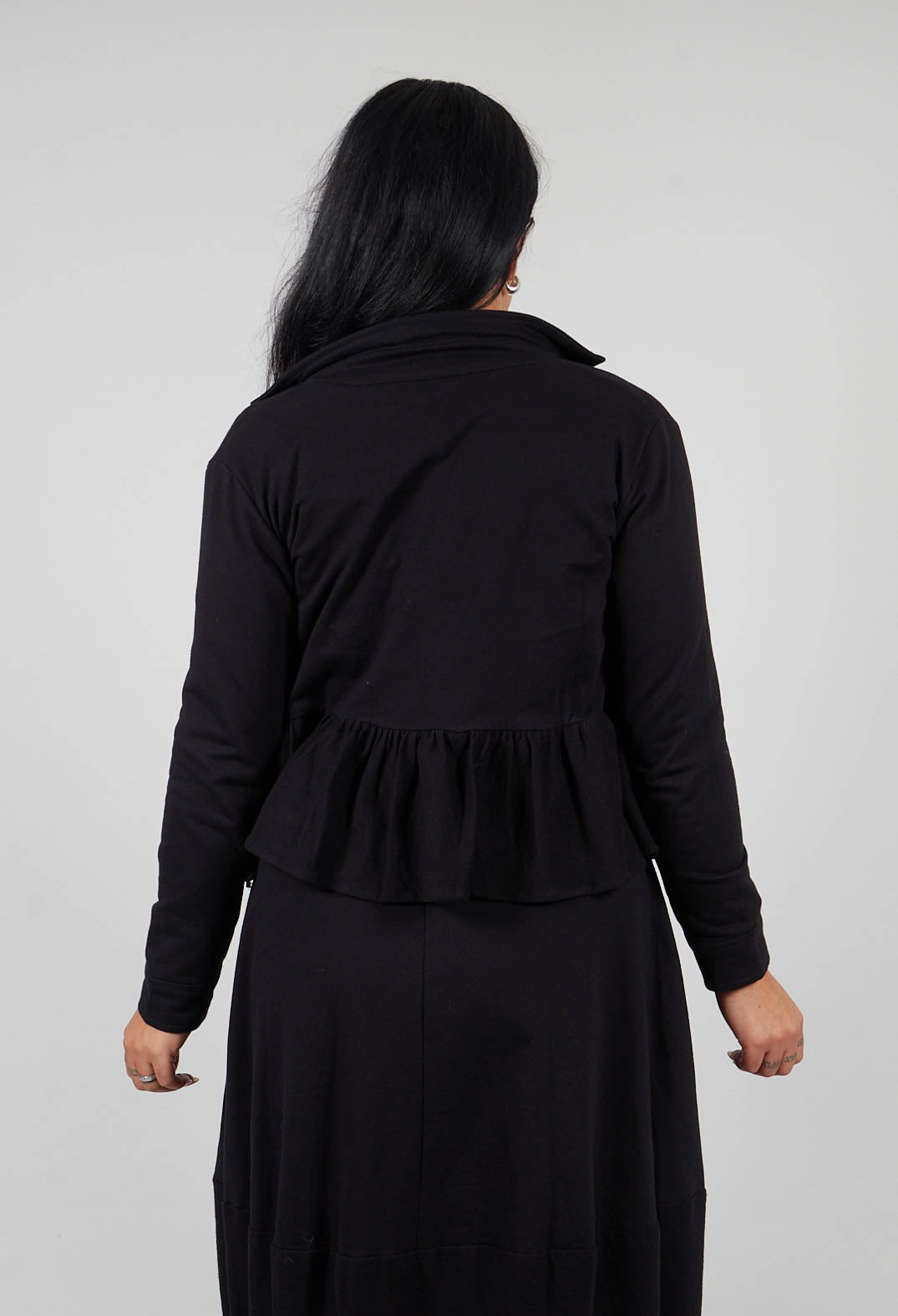 Cropped Peplum Jacket in Black