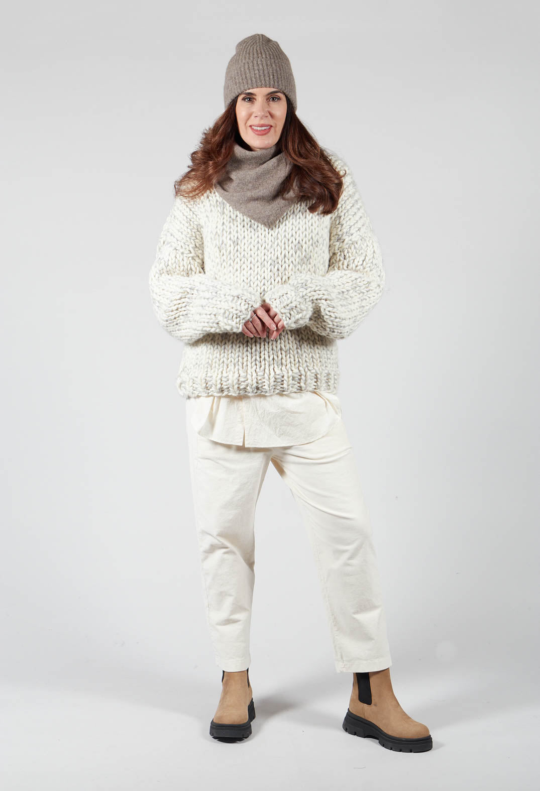 Cream and Grey Chunky Knit Jumper