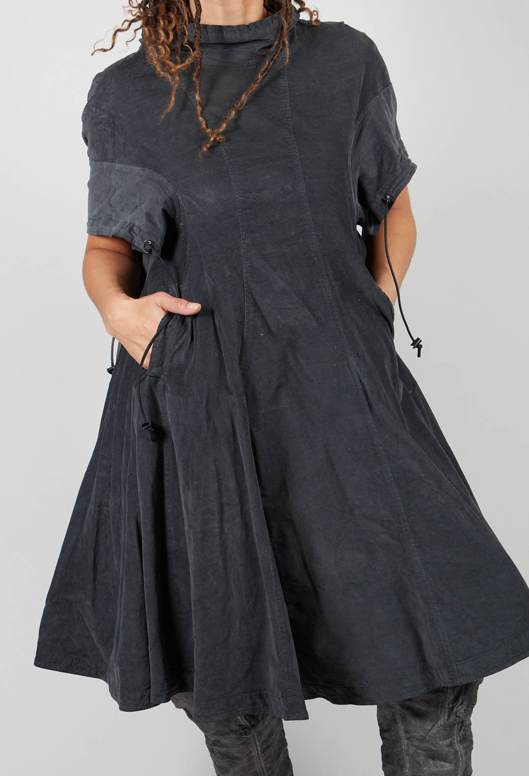 Boned Dress in Coal Cloud