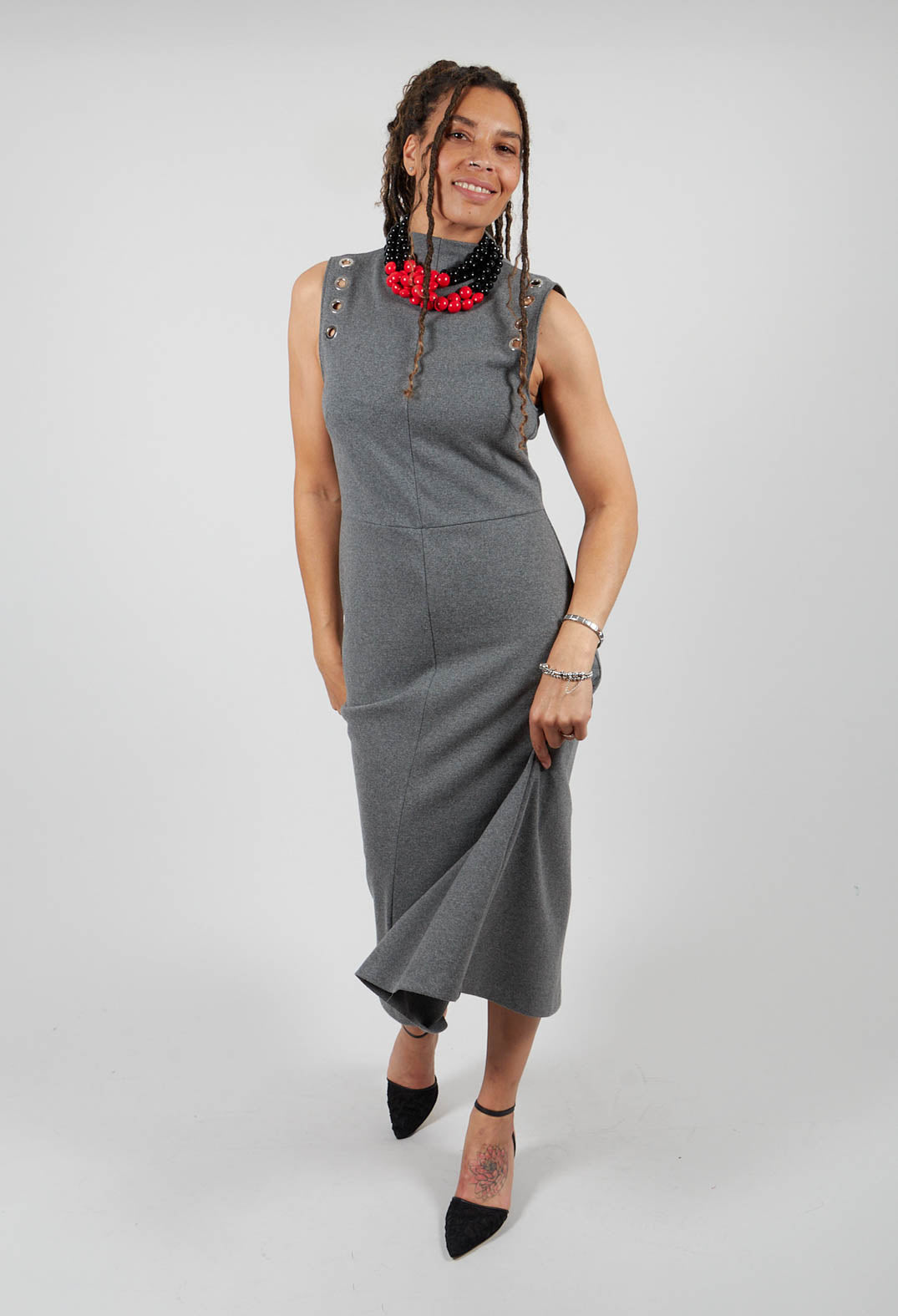 Fleece Midaxi Dress in Grey