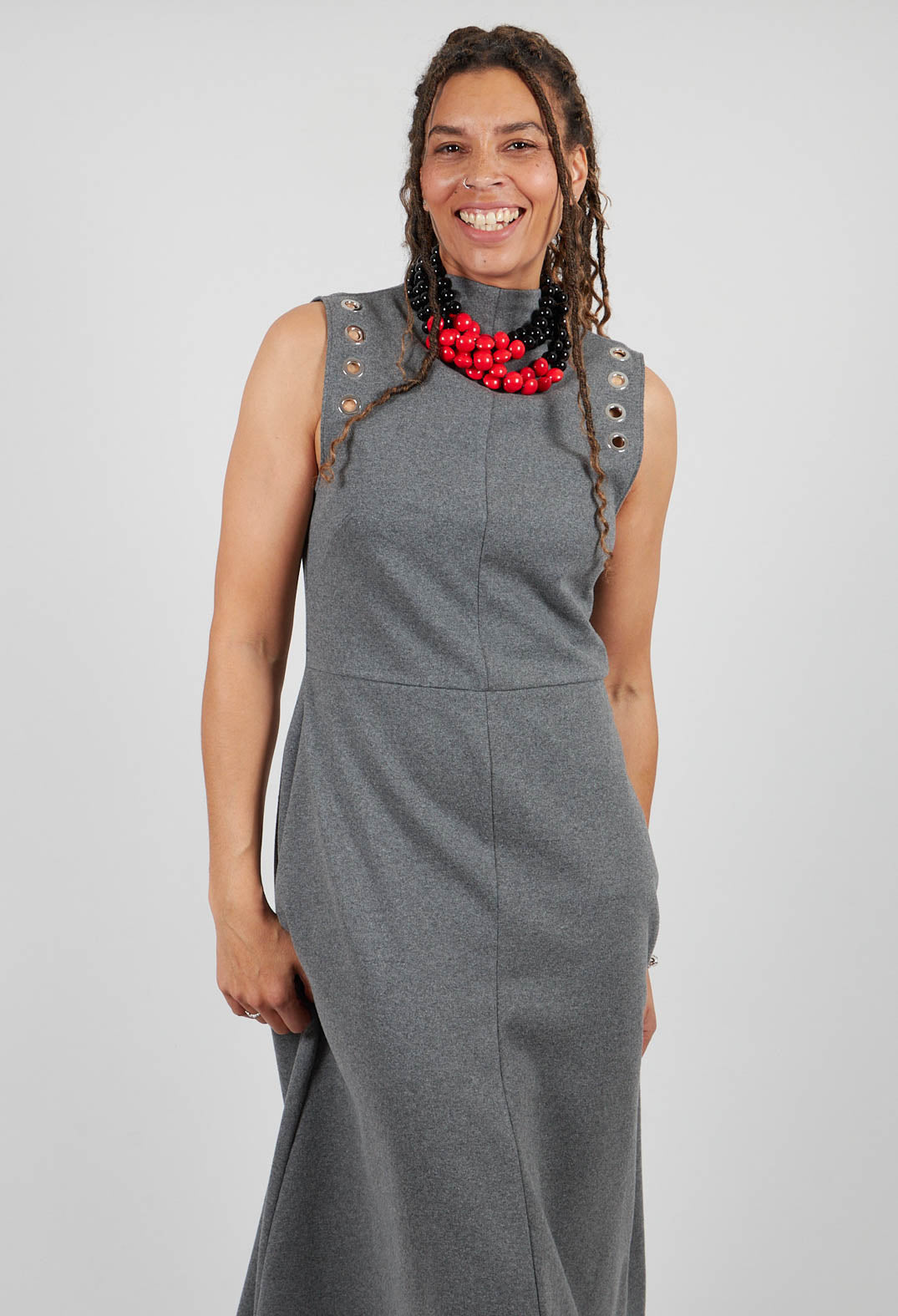 Fleece Midaxi Dress in Grey