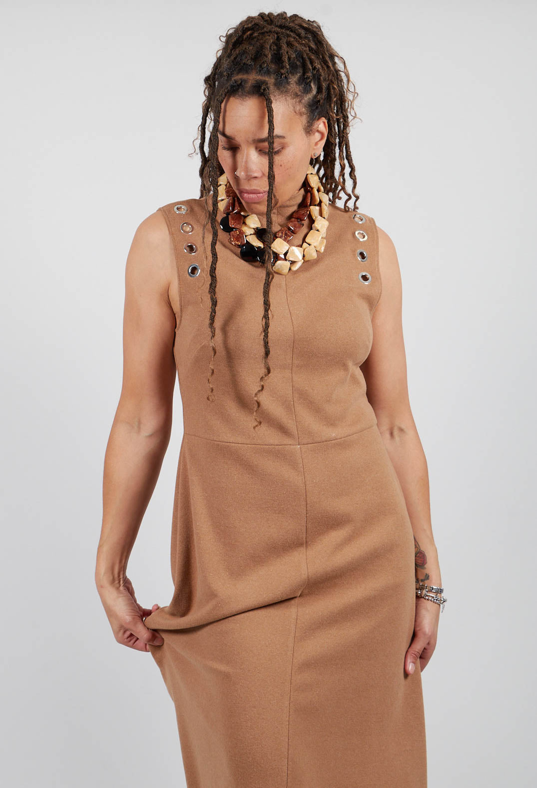 Fleece Midaxi Dress in Camel