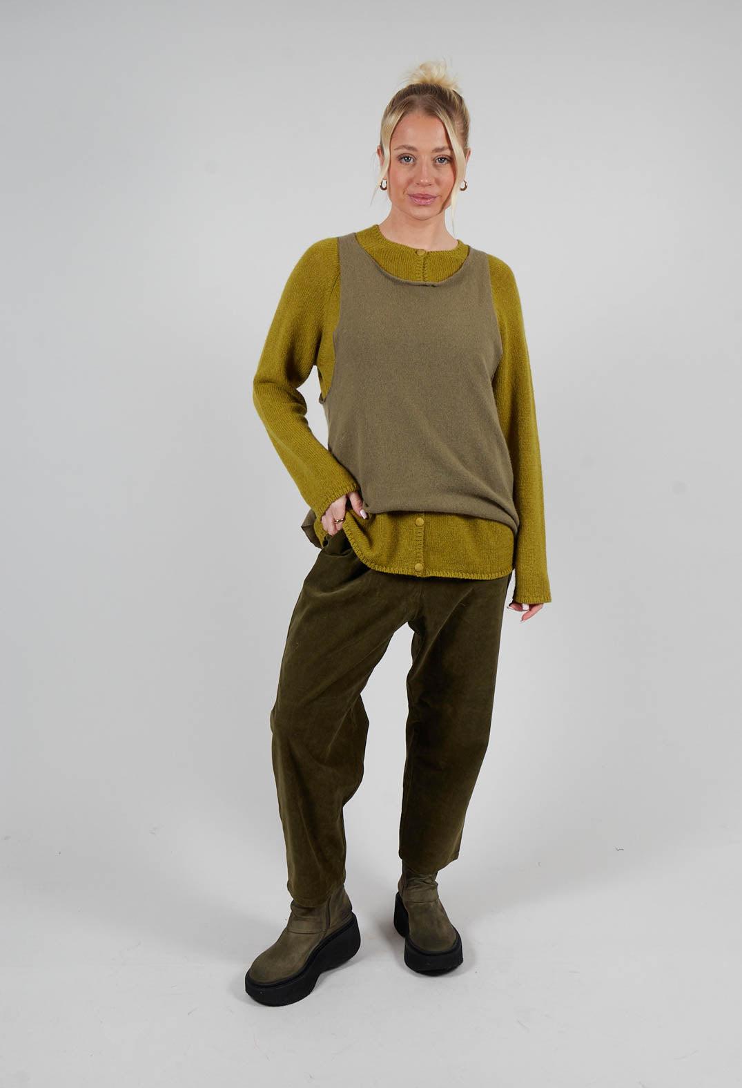 Corduroy Trousers in Military Green