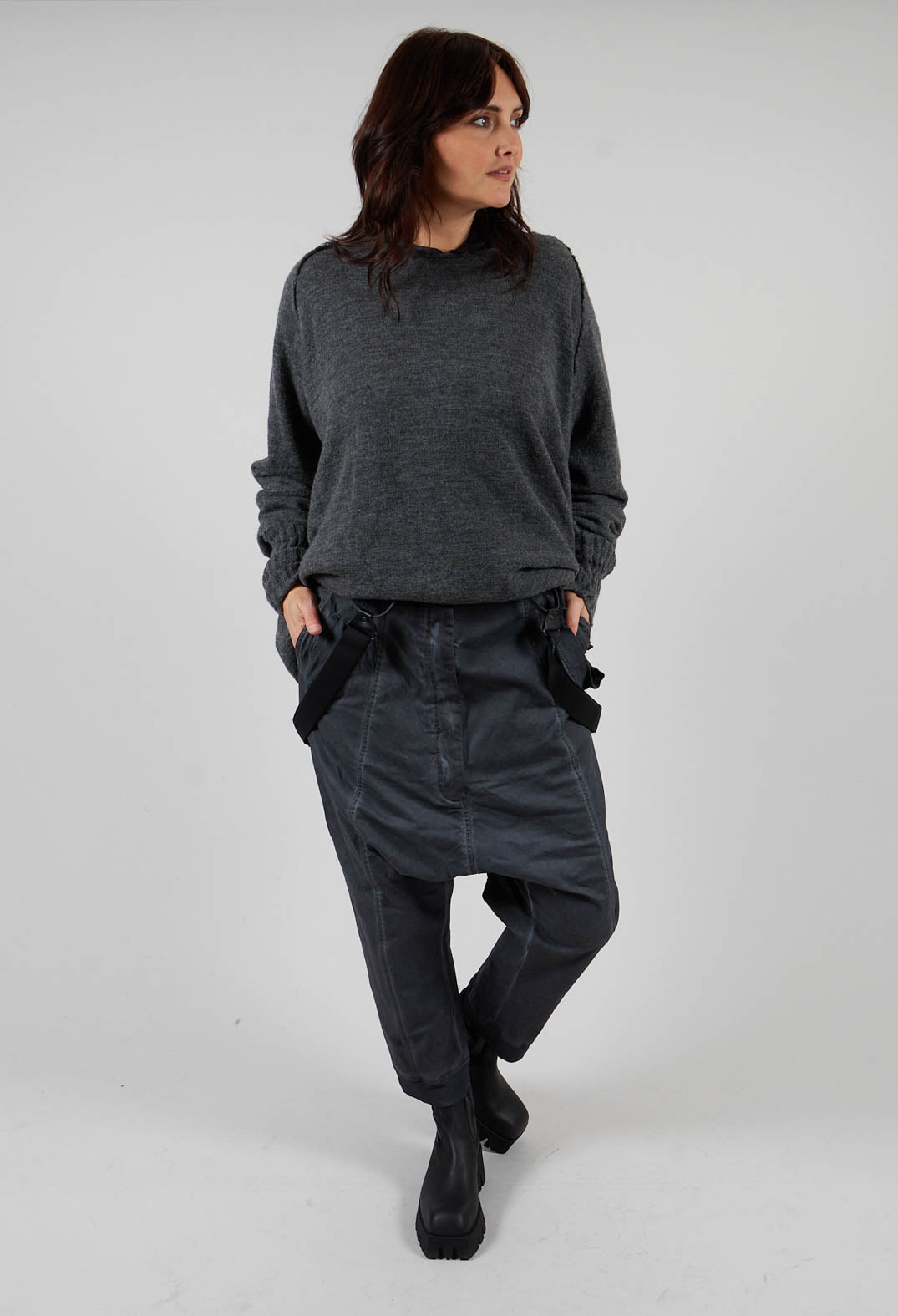 Trousers with Suspenders in Coal Cloud