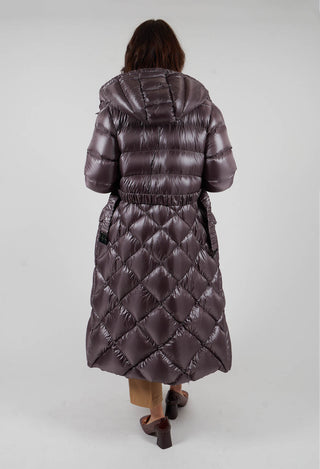 Longline Puffer Coat in Mud