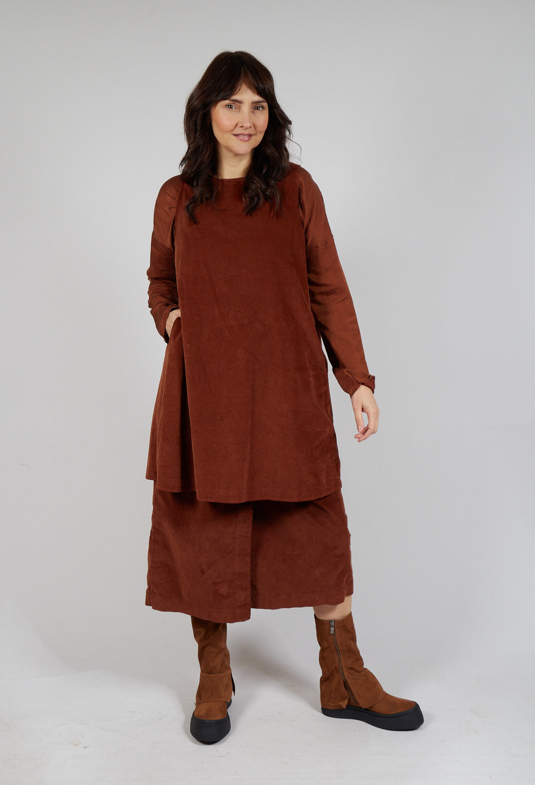 Velvet Wrap Skirt in Rust