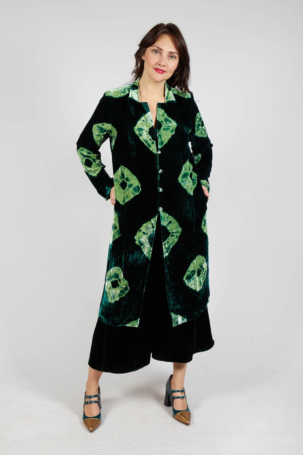 Edda Coat in Tiedye Green