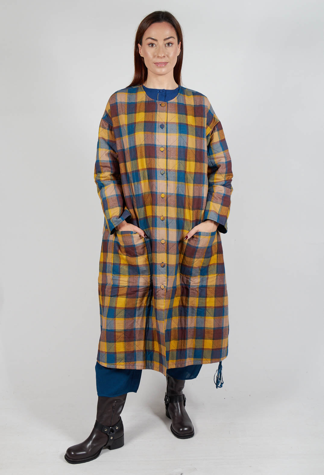 Elara Coat in Yellow Multicolour