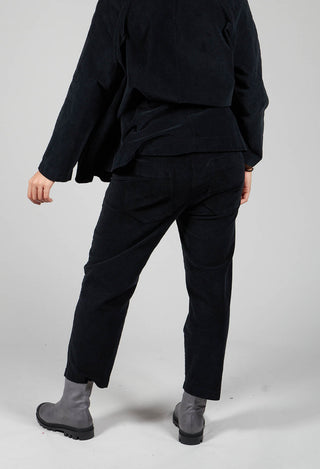 Elastic Waist Trousers with Pockets in Black