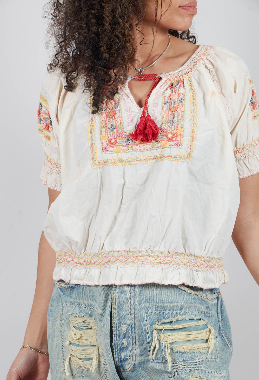 Emb Chrissy Folk Blouse in Moonlight