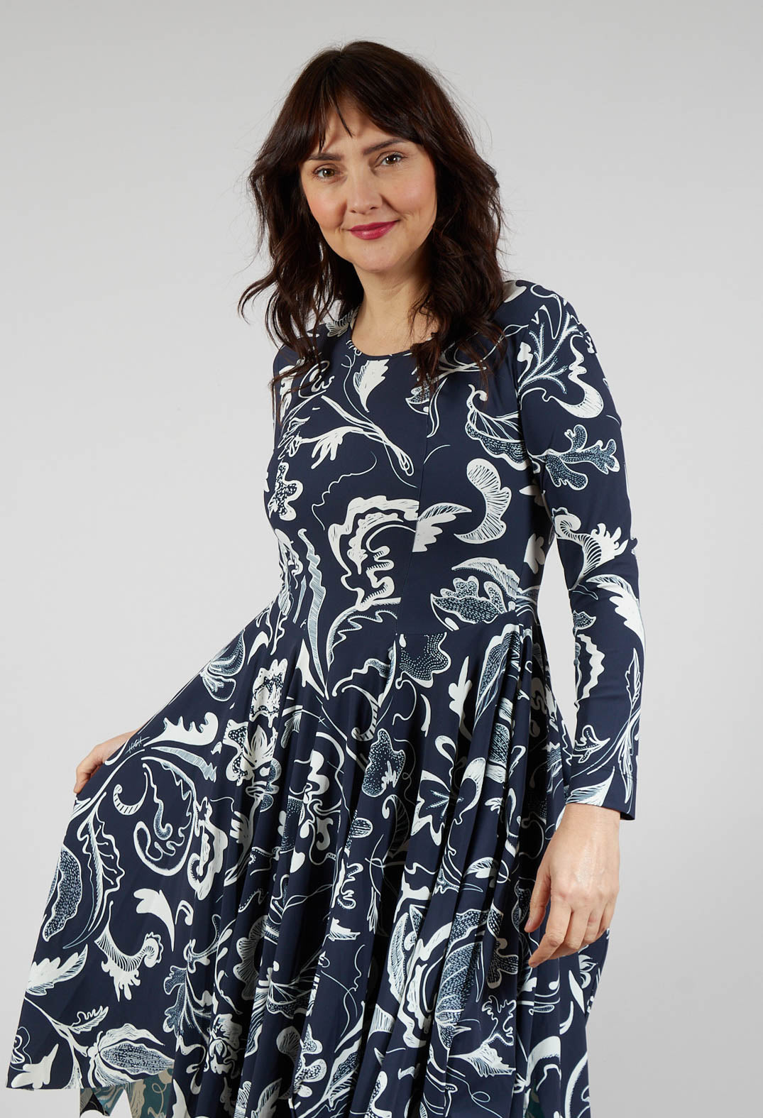 Enthusiasm Dress in Navy Print