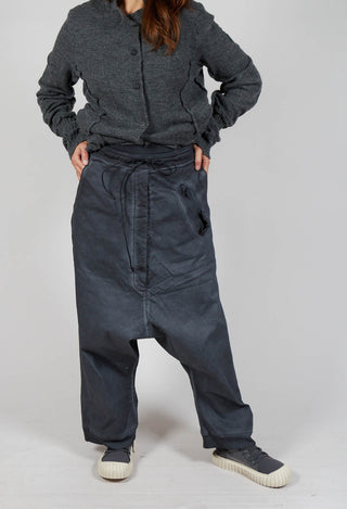 Extreme Drop Crotch Trousers with Pull Toggle Waist in Coal Cloud