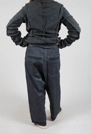 Extreme Drop Crotch Trousers with Pull Toggle Waist in Coal Cloud