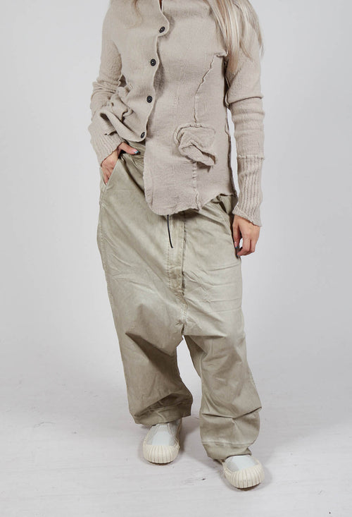 Extreme Drop Crotch Trousers with Pull Toggle Waist in Eraser