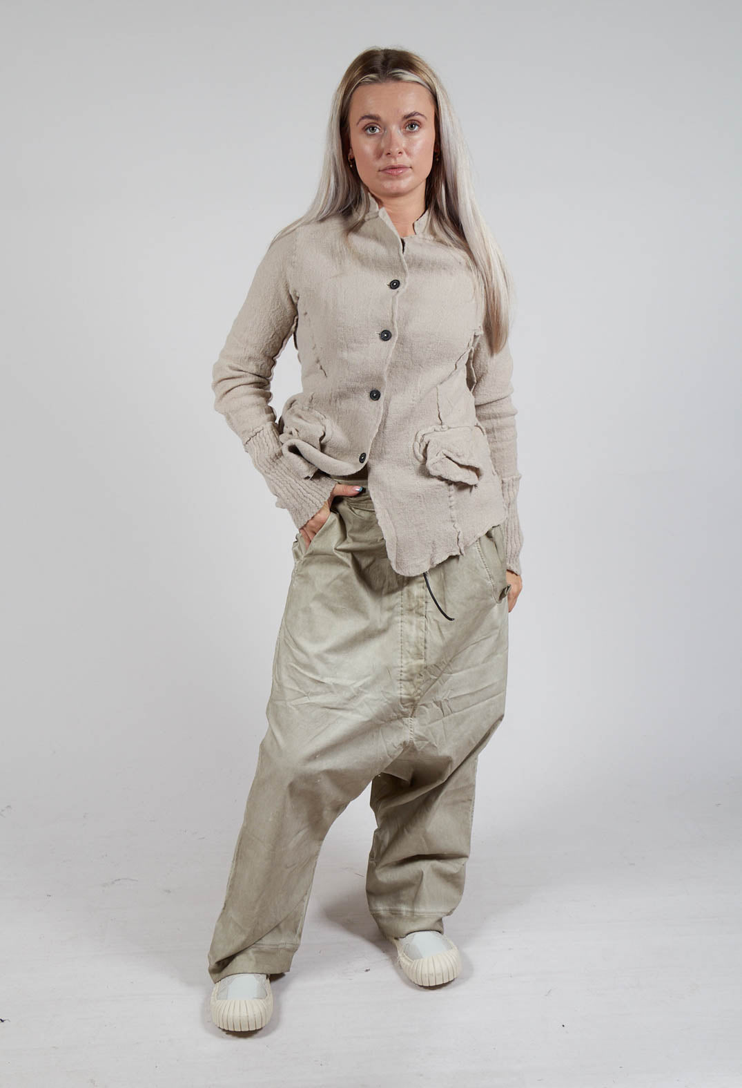 Extreme Drop Crotch Trousers with Pull Toggle Waist in Eraser