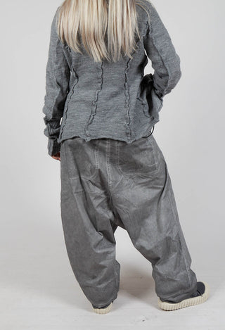 Extreme Drop Crotch Trousers with Pull Toggle Waist in Pencil Cloud