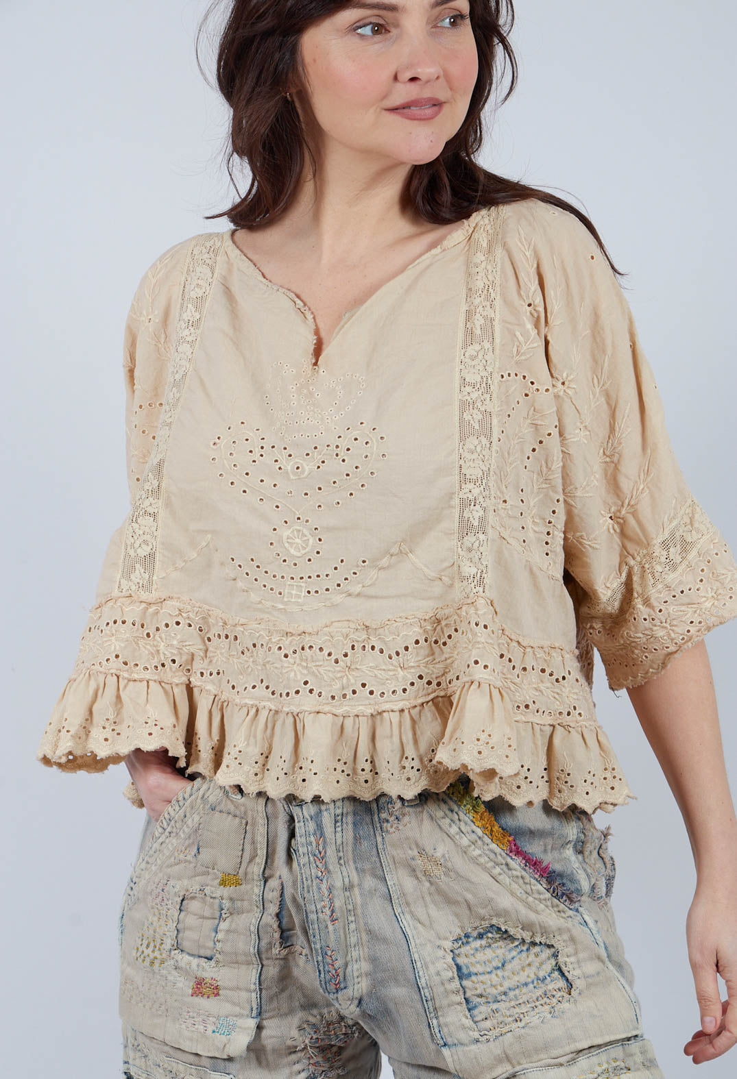 Eyelet Rosemary Blouse in Aged