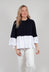 Faux Double Layer Cardigan in Polar Night and Off White