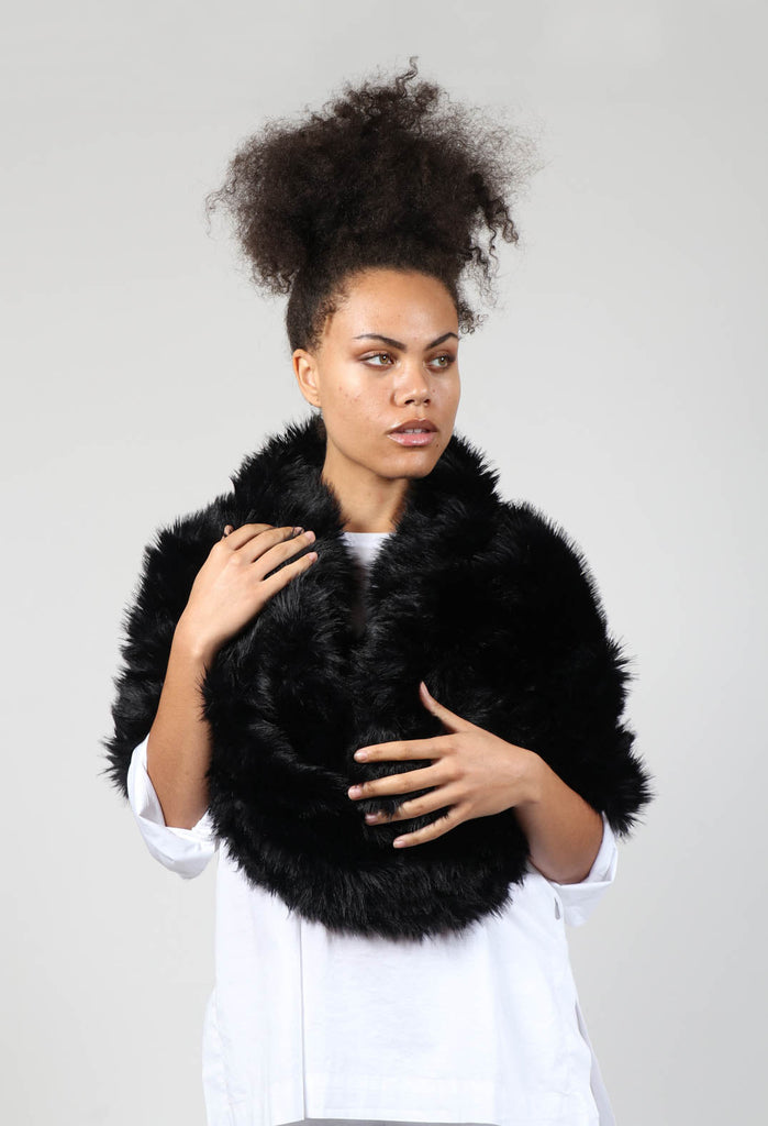 Faux Fur Pull-Through Scarf with Pearl Detail