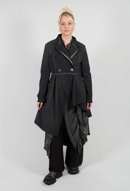 Fine Cord Dress Coat in Cannete and Raso di Viscosa Grey Storm