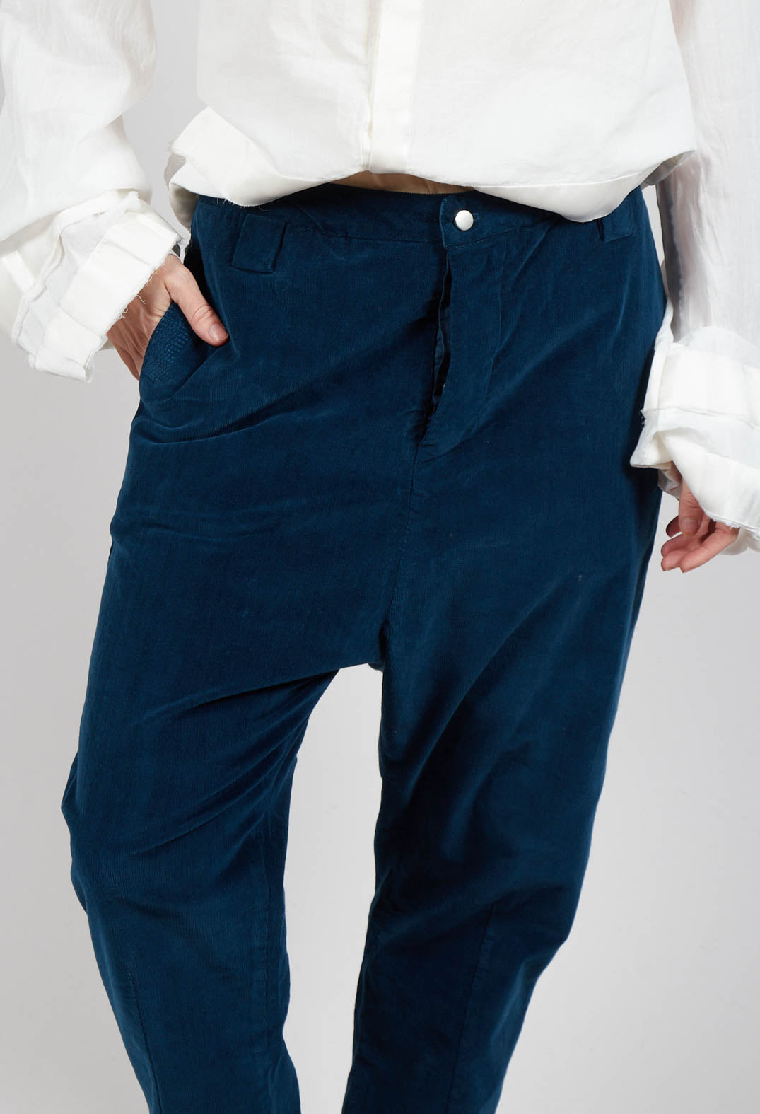 Fine Cord Trousers in Blue