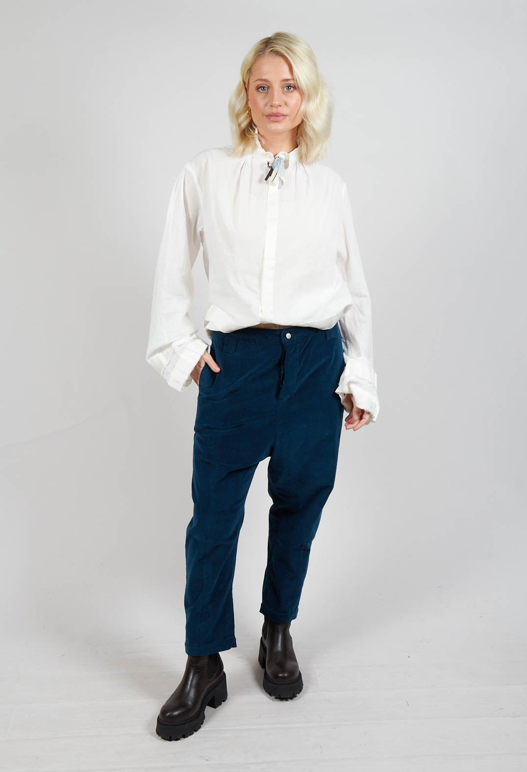 Fine Cord Trousers in Blue