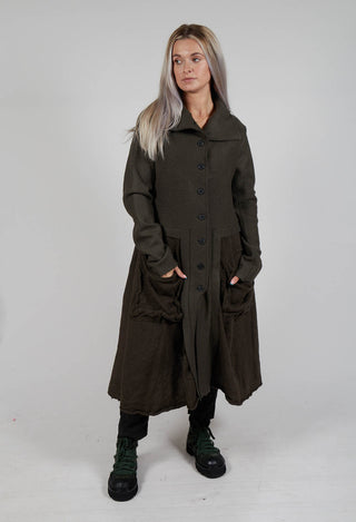 Fit and Flare Coat with Feature Pockets in Jungle