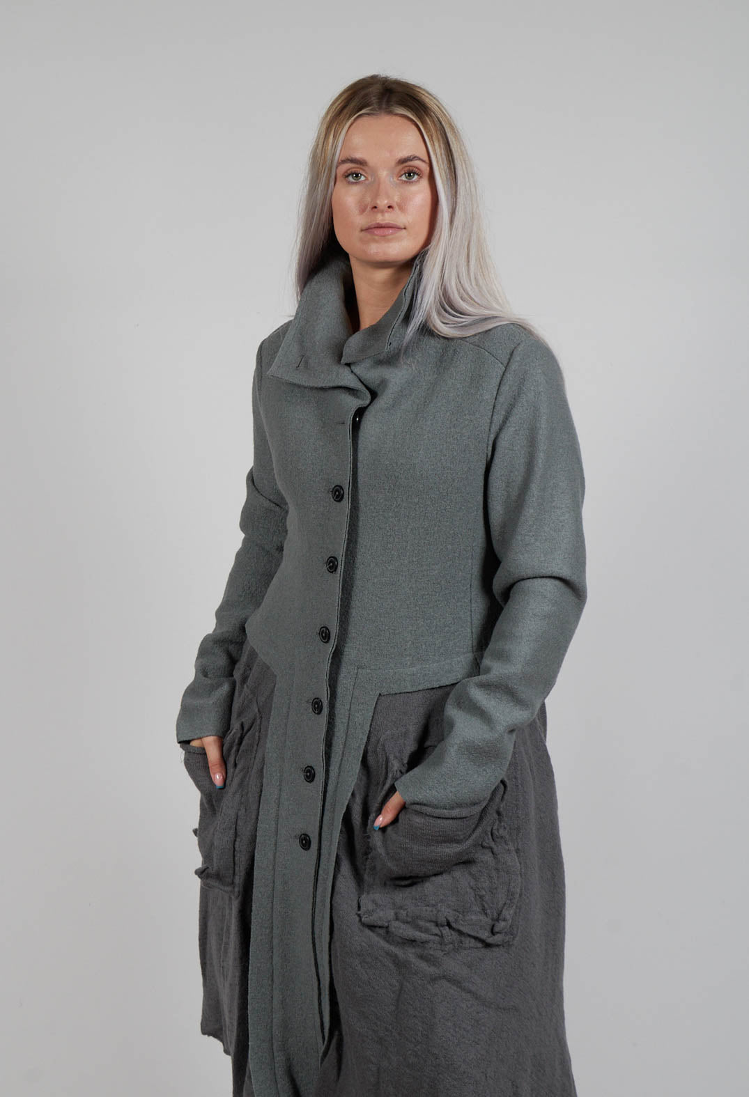 Fit and Flare Coat with Feature Pockets in Rock