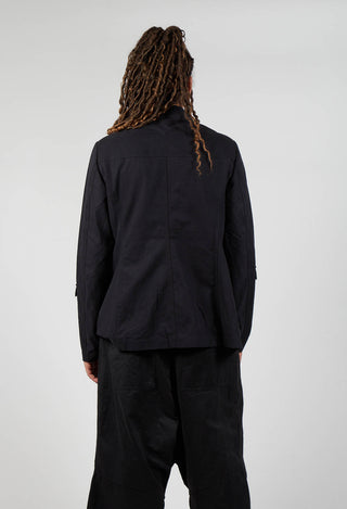 Fitted Button Through Utility Jacket in Black