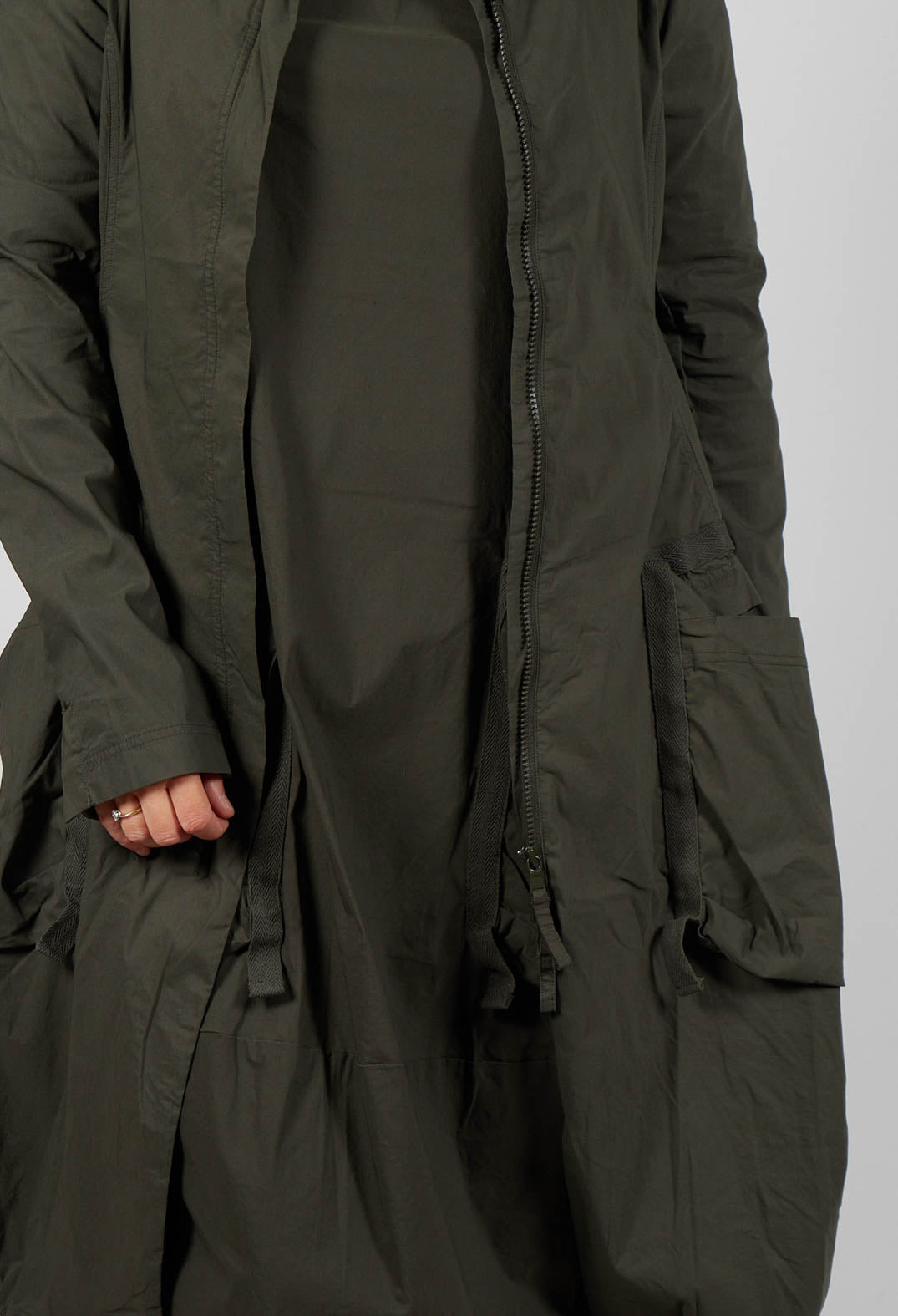 Fitted Coat with Cargo Pockets in Jungle