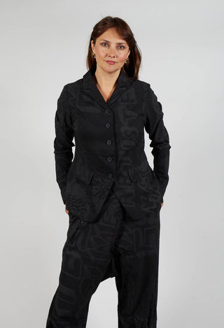 Fitted Jacket in Black Big Print