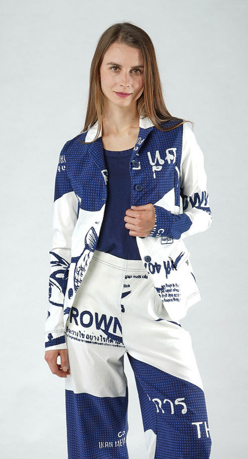 PRE-ORDER - Fitted Jacket in Navy Check Fitted Jacket in Navy Check (Pictured in Navy Print)